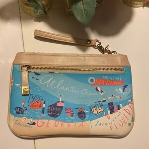 Spartina 449 Coastal Map Wristlet in Blue and Tan